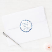 Aangepaste Indigo Blauwe Inkt Botanische Bruidsont Ronde Sticker (Envelop)
