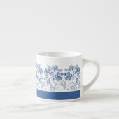 Aangepaste Indigo Blue Floral Border Espresso Mok (Rechts)