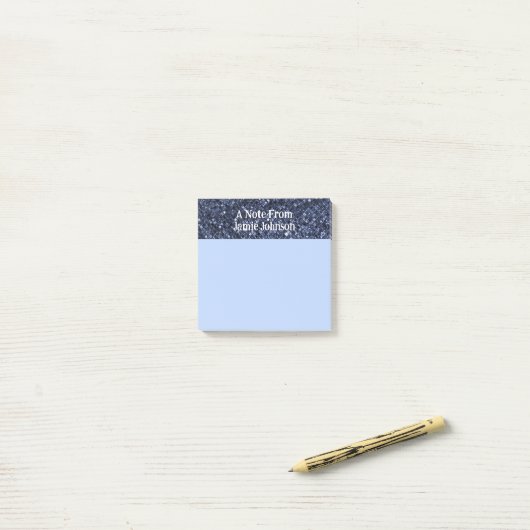 Aangepaste indigo Blue Glitter Post-it® Notes (Op bureau)