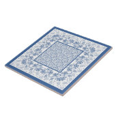 Aangepaste indigoblauwe Floral Border Ceramic Tile Tegeltje (Zijkant)