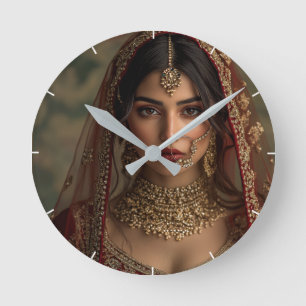 Aangepaste Indische meisje foto Modern cadeau Ronde Klok