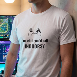 Aangepaste Indoorsy Gamer - Aangepaste Quote Grafi T-shirt
