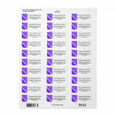 Aangepaste info + Paars en wit striped patroon Etiket (Full Sheet)
