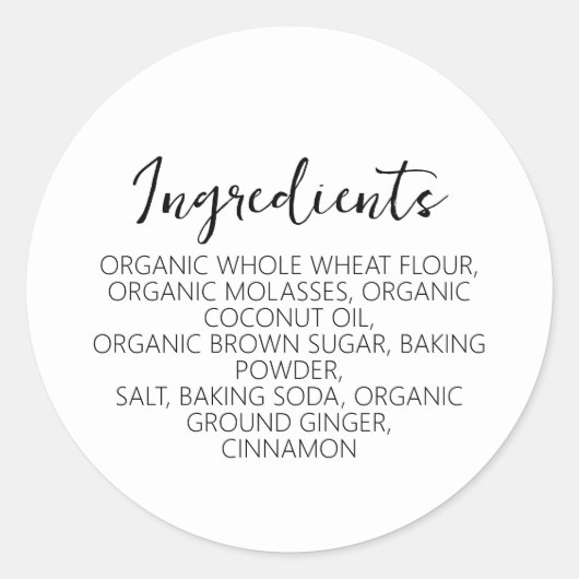 Aangepaste ingrediënten Zelfgemaakte kleine batch Ronde Sticker (Voorkant)