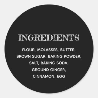 Aangepaste ingrediënten zwart en wit ronde sticker
