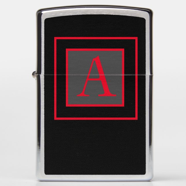 AANGEPASTE INITALE ZWARTE EN RODE ZIPPO-LIGHTER (Voorkant)