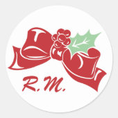 Aangepaste Initals Red Bow Kerst sticker (Voorkant)