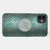 Aangepaste initiaal blauwe schalen geweven Case-Mate iPhone case (Achterkant (horizontaal))