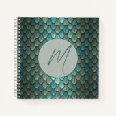 Aangepaste initiaal blauwe schalen geweven notitieboek (Voorkant)