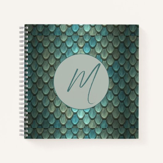 Aangepaste initiaal blauwe schalen geweven notitieboek (Voorkant)