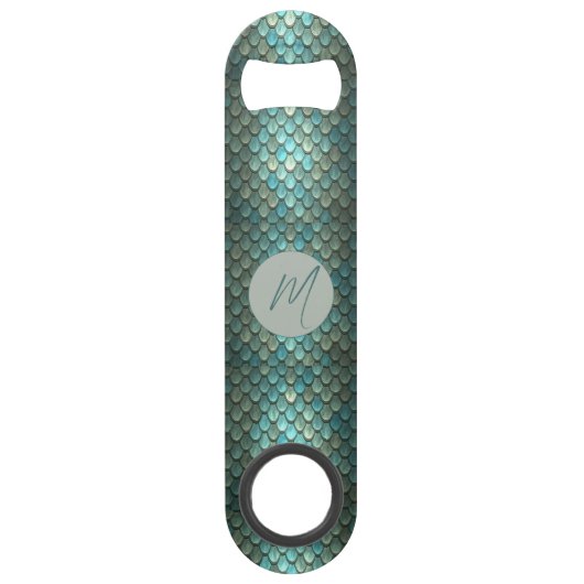 Aangepaste initiaal blauwe schalen geweven speed flessenopener (Voorkant)