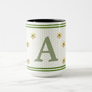 Aangepaste Initiaal Letter Chique Gold Daisy Hon Mok