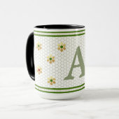 Aangepaste Initiaal Letter | Chique Gold Daisy Hon Mok (Voorkant links)