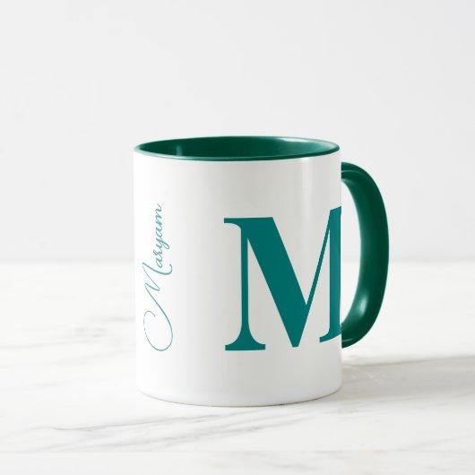 Aangepaste Initiaal letter naam | Modern Blauwgroe Mok (Voorkant rechts)