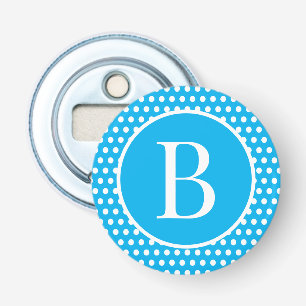 Aangepaste initiaal letter Polka Dot Button Flesopener
