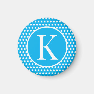 Aangepaste initiaal letter Polka Dots Sky Blue Magneet