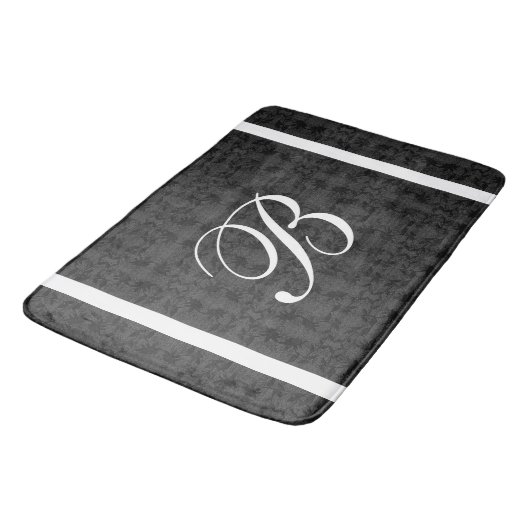 Aangepaste Initiaal Monogram Zwart-wit Badmat (Gekanteld)