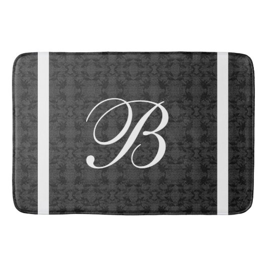 Aangepaste Initiaal Monogram Zwart-wit Badmat (Voorkant)