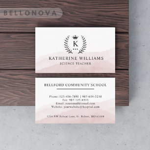 Aangepaste Initiaal & Naam Wit Zwart Roze Monogram Visitekaartje