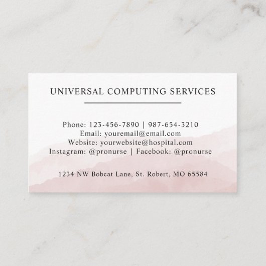 Aangepaste Initiaal & Naam Wit Zwart Roze Monogram Visitekaartje (Achterkant)