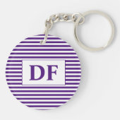 Aangepaste Initiaal Paarse / witte strepen Sleutelhanger (Achterkant)