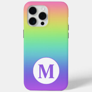Aangepaste Initiaal regenboog iPhone 15 Pro Max Hoesje