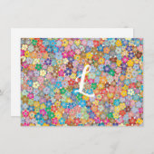 Aangepaste Initiaal Retro Floral Flat Note Kaart (Voorkant / Achterkant)