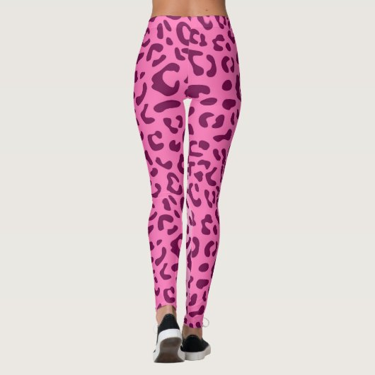 Aangepaste Initiaal stijlvolle roze luipaard afdru Leggings (Achterkant)