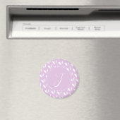 Aangepaste initiaal wit silhouet bladeren paarse magneet (Insitu (Vaatwasser))