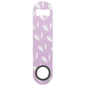 Aangepaste initiaal wit silhouet bladeren paarse speed flessenopener (Achterkant)