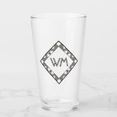 Aangepaste Initialen Elegant Manly Black Chic Art  Glas (Voorkant)