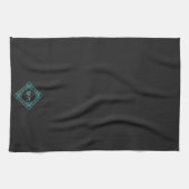 Aangepaste Initialen Elegant Manly Black Chic Art  Theedoek (Horizontaal)