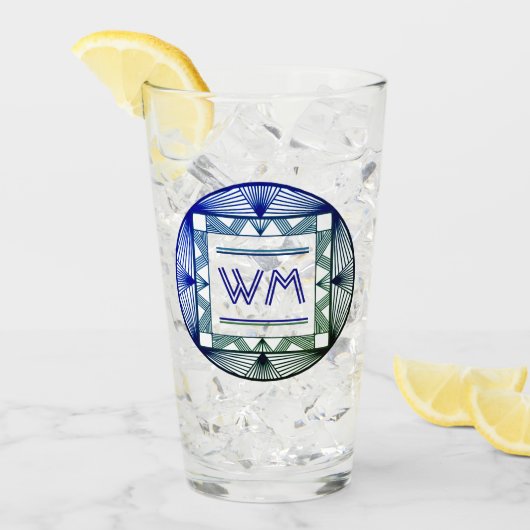 Aangepaste Initialen Elegant Manly Green Chic Art  Glas (Voorkant ijs)