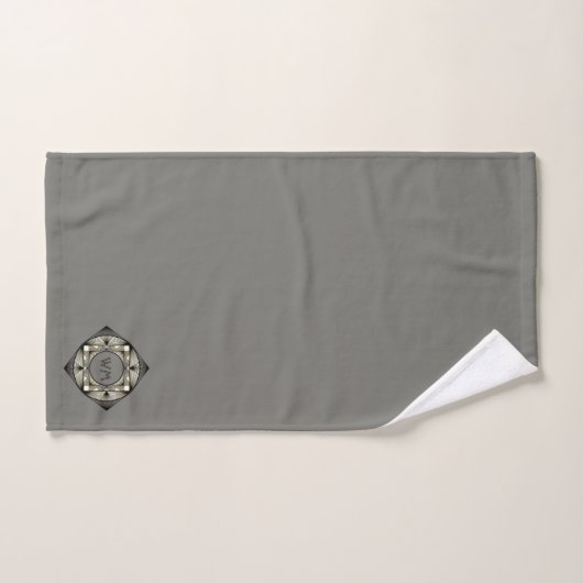 Aangepaste Initialen Elegant Manly Grey Chic Art D Bad Handdoek (Handdoek)