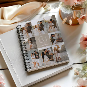 Aangepaste Initialen Elegant Monogram fotocollage Notitieboek