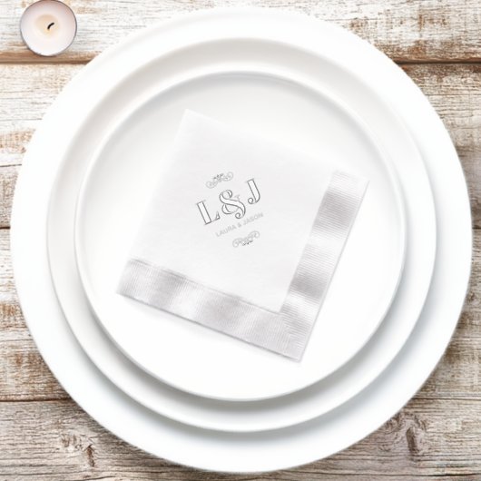 Aangepaste Initialen Folie Gestempeld servetten vo (Insitu)