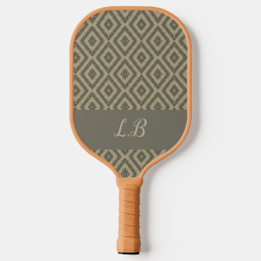 Aangepaste initialen grijs bruin pave bakstenen pa pickleball paddle (Achterkant)