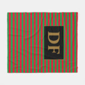 Aangepaste Initialen Kerst Rood/Groen Strepen Fleece Deken (Voorkant (Horizontaal))