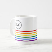 Aangepaste Initialen LGBT Pride Flag Stripes Koffiemok (Voorkant links)