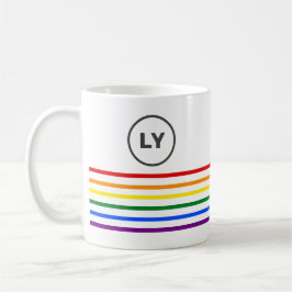 Aangepaste Initialen LGBT Pride Flag Stripes Koffiemok