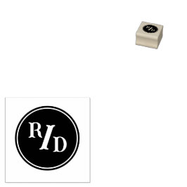 Aangepaste initialen met rond rubberstempel 	rubberstempel