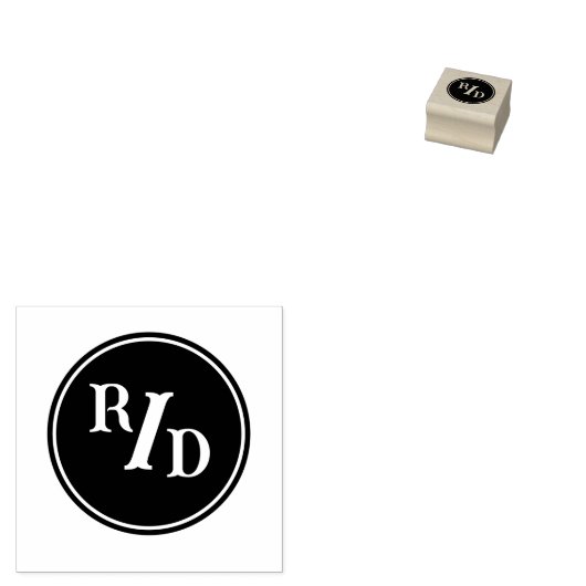 Aangepaste initialen met rond rubberstempel rubberstempel (Gestempeld)