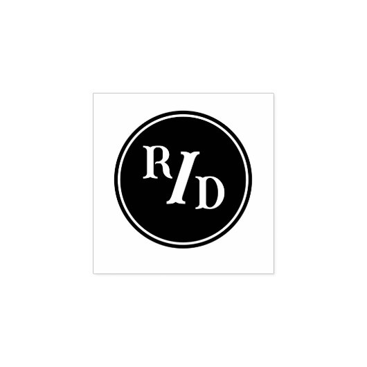 Aangepaste initialen met rond rubberstempel rubberstempel (Afrduk)