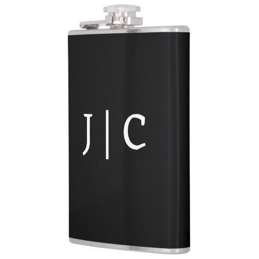 Aangepaste Initialen Monogram Minimalistisch Moder Heupfles (Links)