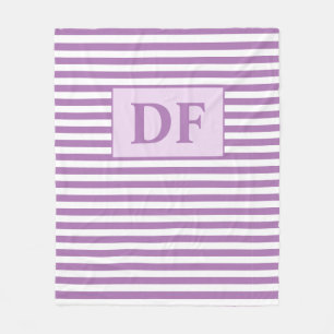 Aangepaste Initialen Paarse / witte strepen Fleece Deken