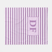 Aangepaste Initialen Paarse / witte strepen Fleece Deken (Voorkant (Horizontaal))