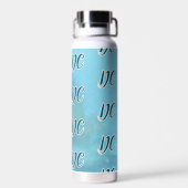 Aangepaste initialen patroon blauwgroen blauw aqua waterfles (Achterkant)
