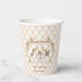 Aangepaste Initialen Pearl Ribbon Cup Papieren Bekers (Voorkant)