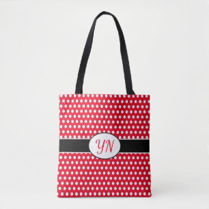 Aangepaste initialen Polka Dot Canvas tas