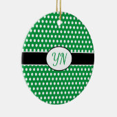 Aangepaste initialen Polka Dot Keramisch Ornament (Rechts)